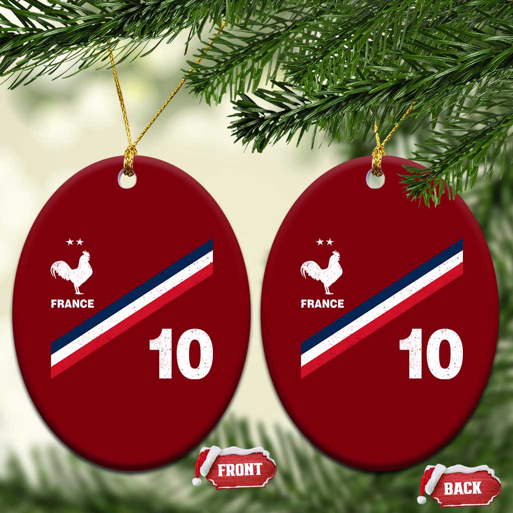 France Football Coq Ceramic Ornament French Flag Stripes Number 10 Athletic Soccer National Pride