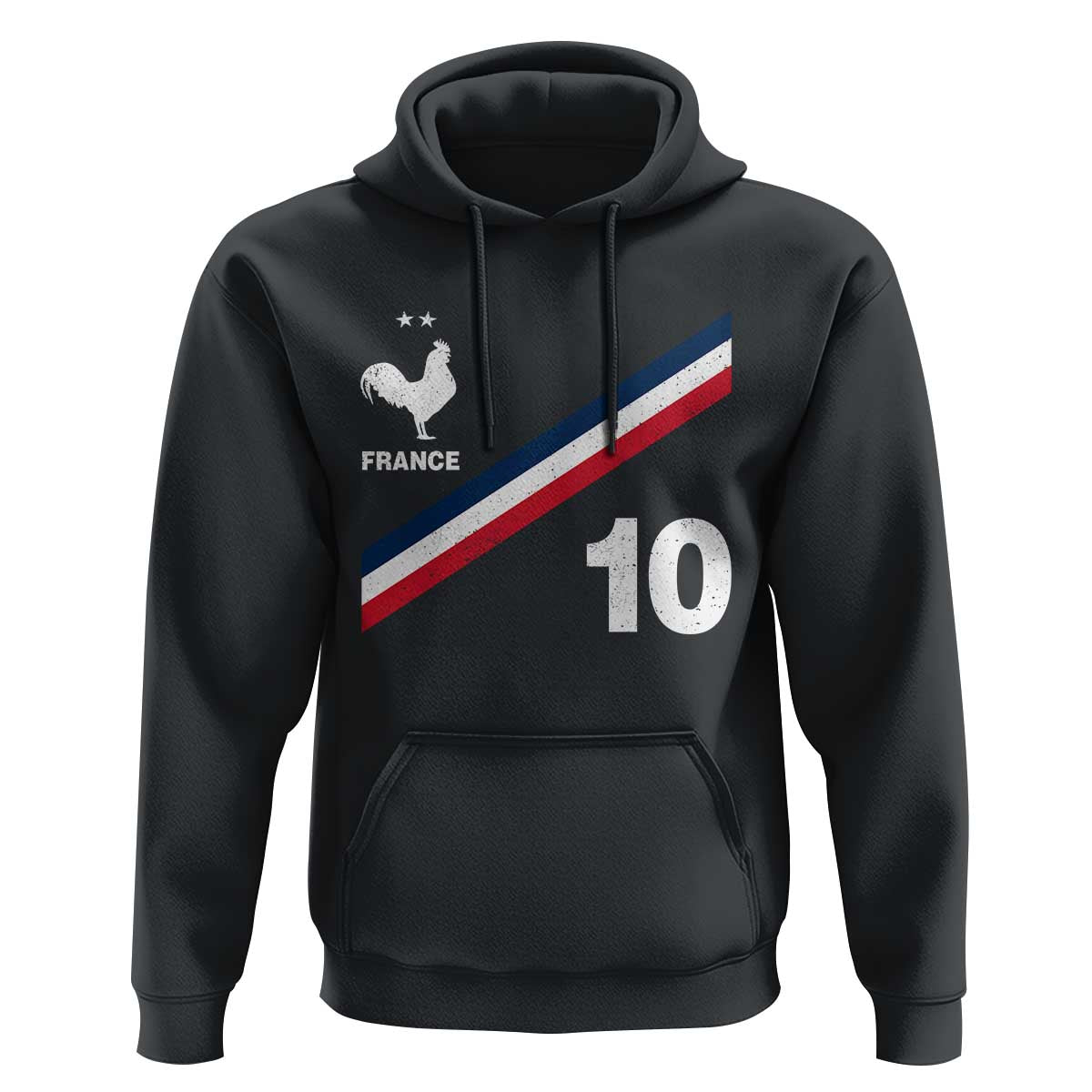 France Football Coq Hoodie French Flag Stripes Number 10 Athletic Soccer National Pride