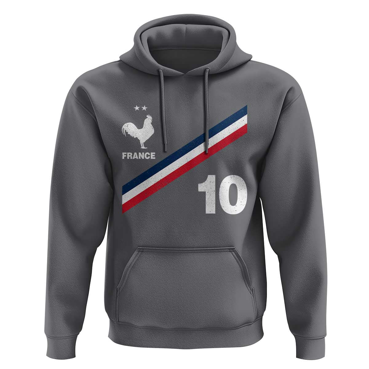 France Football Coq Hoodie French Flag Stripes Number 10 Athletic Soccer National Pride