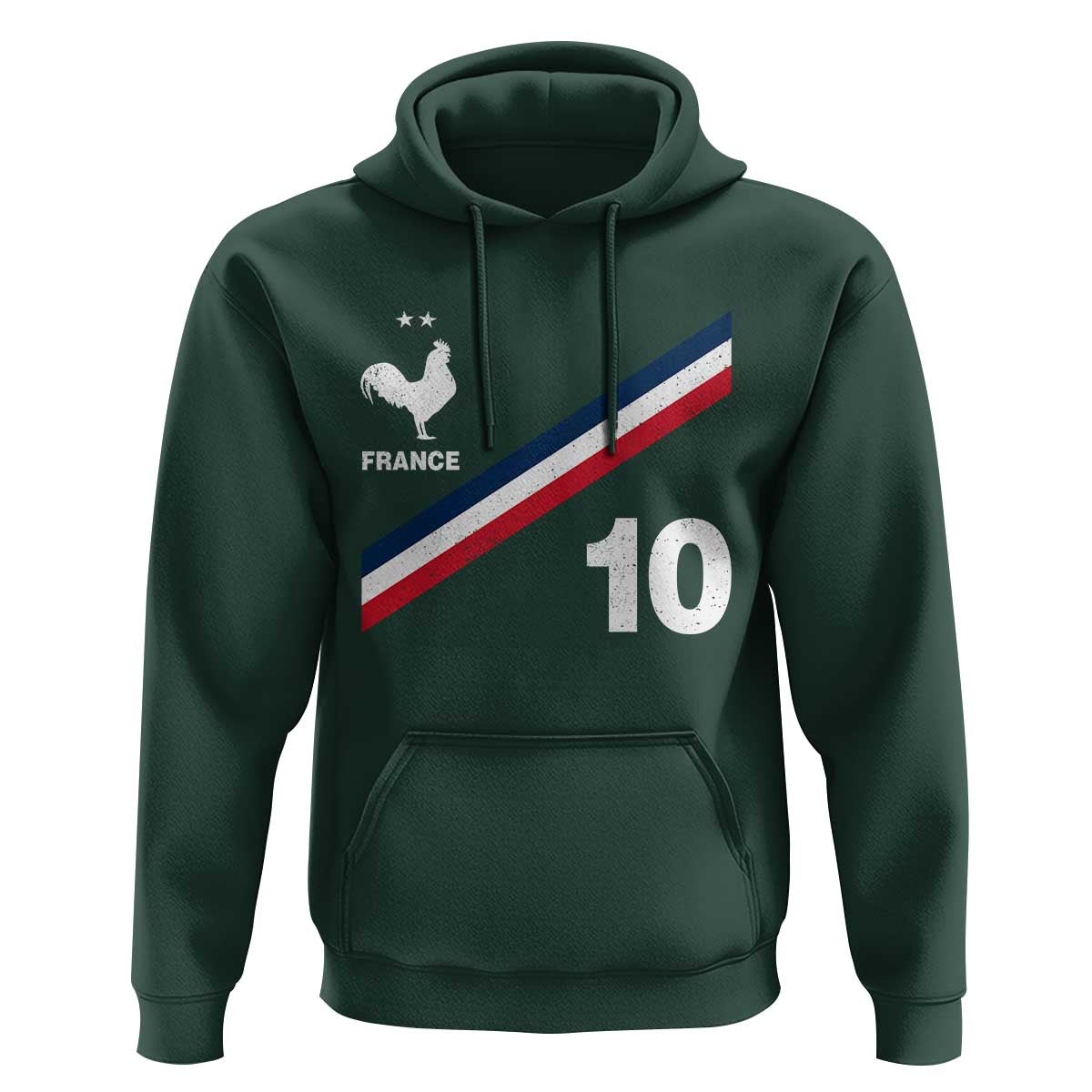 France Football Coq Hoodie French Flag Stripes Number 10 Athletic Soccer National Pride