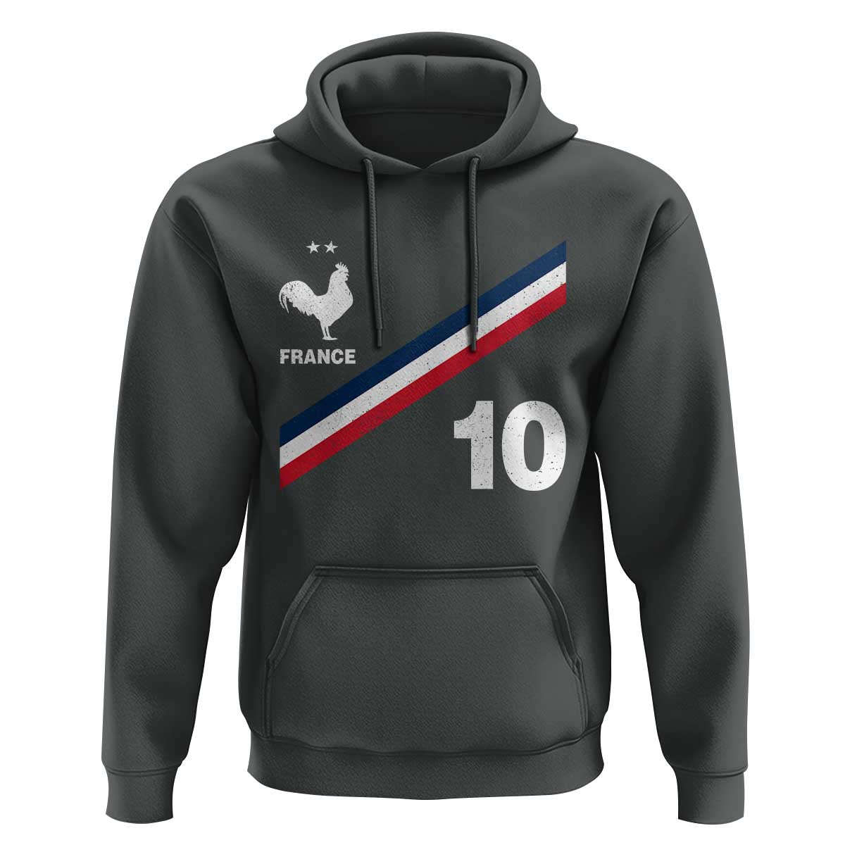 France Football Coq Hoodie French Flag Stripes Number 10 Athletic Soccer National Pride