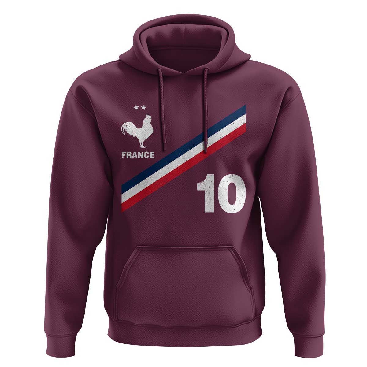France Football Coq Hoodie French Flag Stripes Number 10 Athletic Soccer National Pride