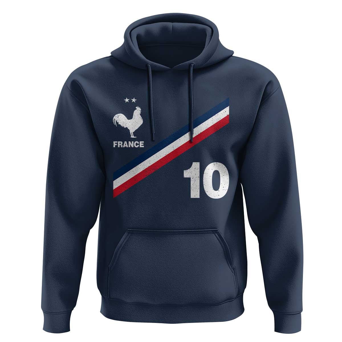 France Football Coq Hoodie French Flag Stripes Number 10 Athletic Soccer National Pride