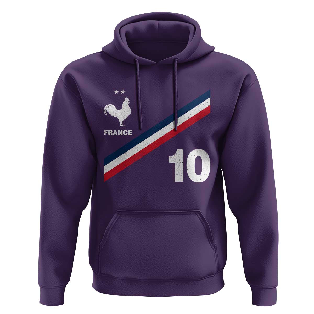 France Football Coq Hoodie French Flag Stripes Number 10 Athletic Soccer National Pride