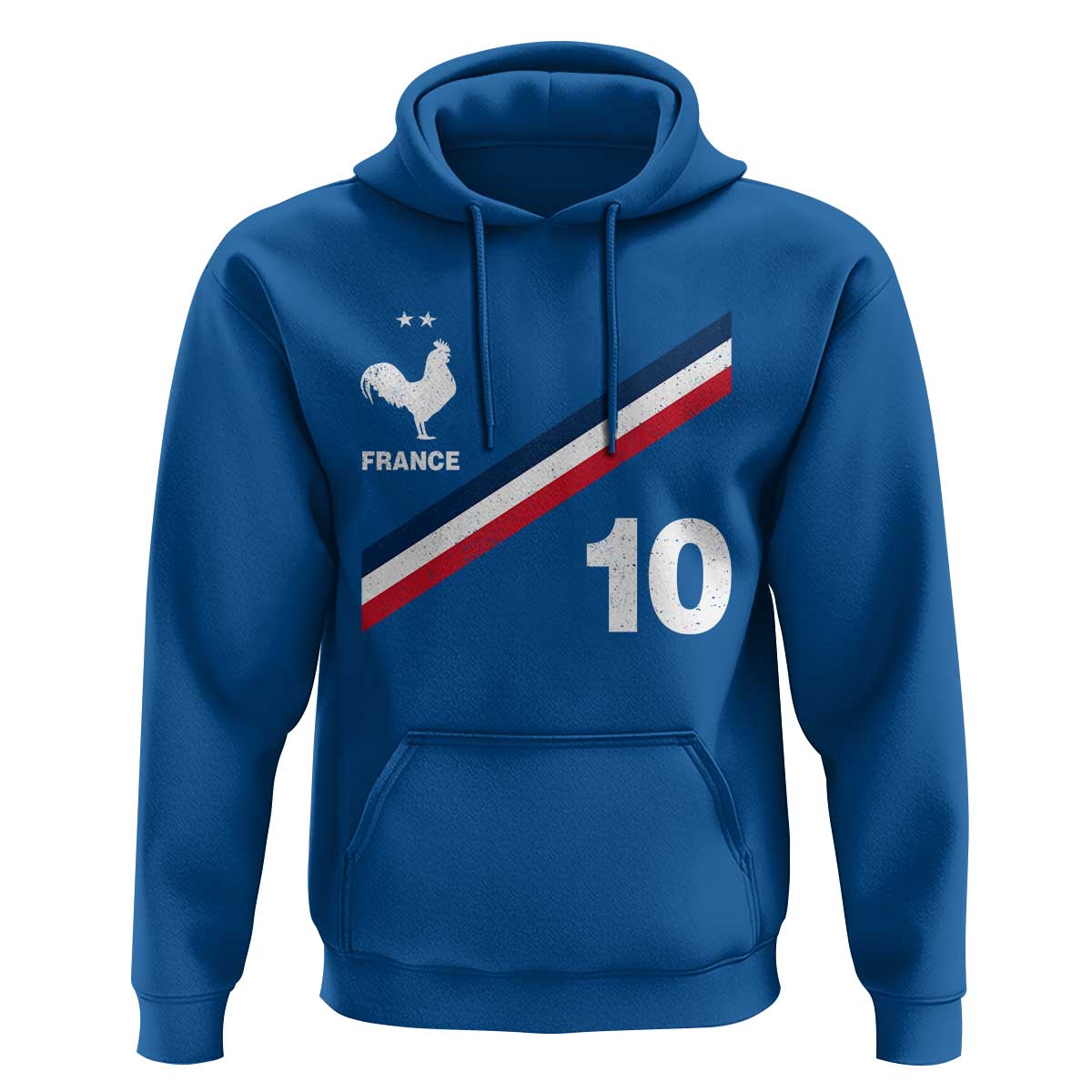 France Football Coq Hoodie French Flag Stripes Number 10 Athletic Soccer National Pride