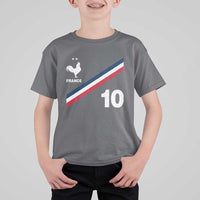 France Football Coq T Shirt For Kid French Flag Stripes Number 10 Athletic Soccer National Pride