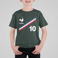 France Football Coq T Shirt For Kid French Flag Stripes Number 10 Athletic Soccer National Pride