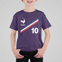 France Football Coq T Shirt For Kid French Flag Stripes Number 10 Athletic Soccer National Pride
