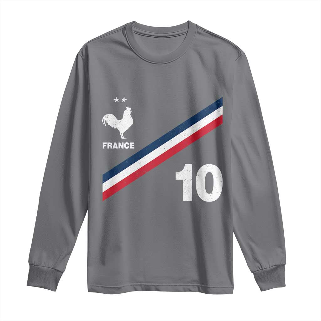 France Football Coq Long Sleeve Shirt French Flag Stripes Number 10 Athletic Soccer National Pride