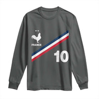 France Football Coq Long Sleeve Shirt French Flag Stripes Number 10 Athletic Soccer National Pride
