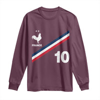 France Football Coq Long Sleeve Shirt French Flag Stripes Number 10 Athletic Soccer National Pride