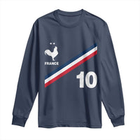 France Football Coq Long Sleeve Shirt French Flag Stripes Number 10 Athletic Soccer National Pride