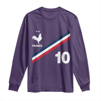 France Football Coq Long Sleeve Shirt French Flag Stripes Number 10 Athletic Soccer National Pride