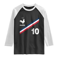 France Football Coq Raglan Shirt French Flag Stripes Number 10 Athletic Soccer National Pride