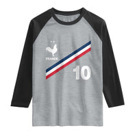 France Football Coq Raglan Shirt French Flag Stripes Number 10 Athletic Soccer National Pride