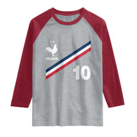 France Football Coq Raglan Shirt French Flag Stripes Number 10 Athletic Soccer National Pride