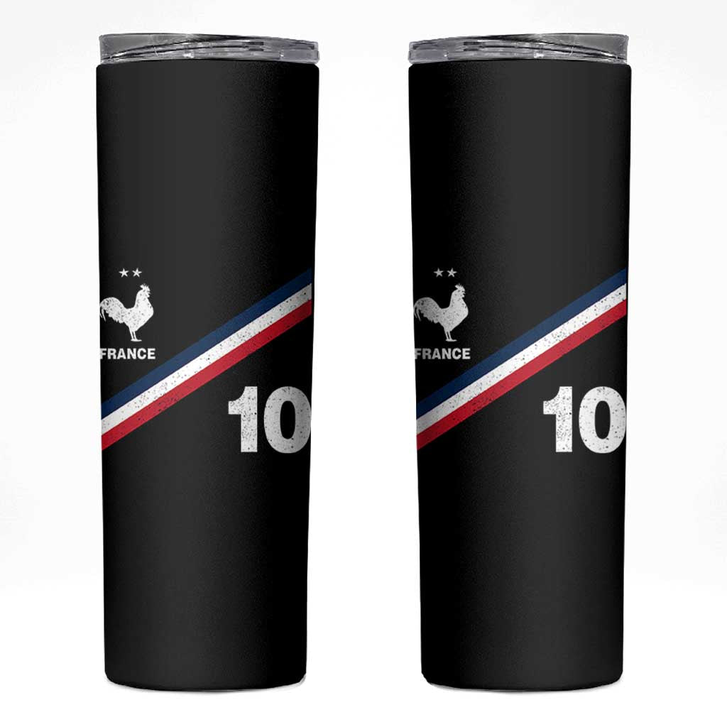 France Football Coq Skinny Tumbler French Flag Stripes Number 10 Athletic Soccer National Pride