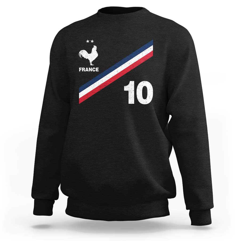 France Football Coq Sweatshirt French Flag Stripes Number 10 Athletic Soccer National Pride