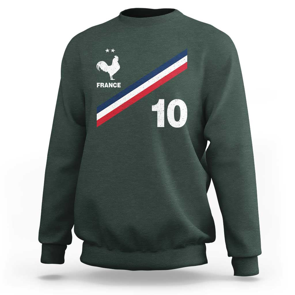 France Football Coq Sweatshirt French Flag Stripes Number 10 Athletic Soccer National Pride