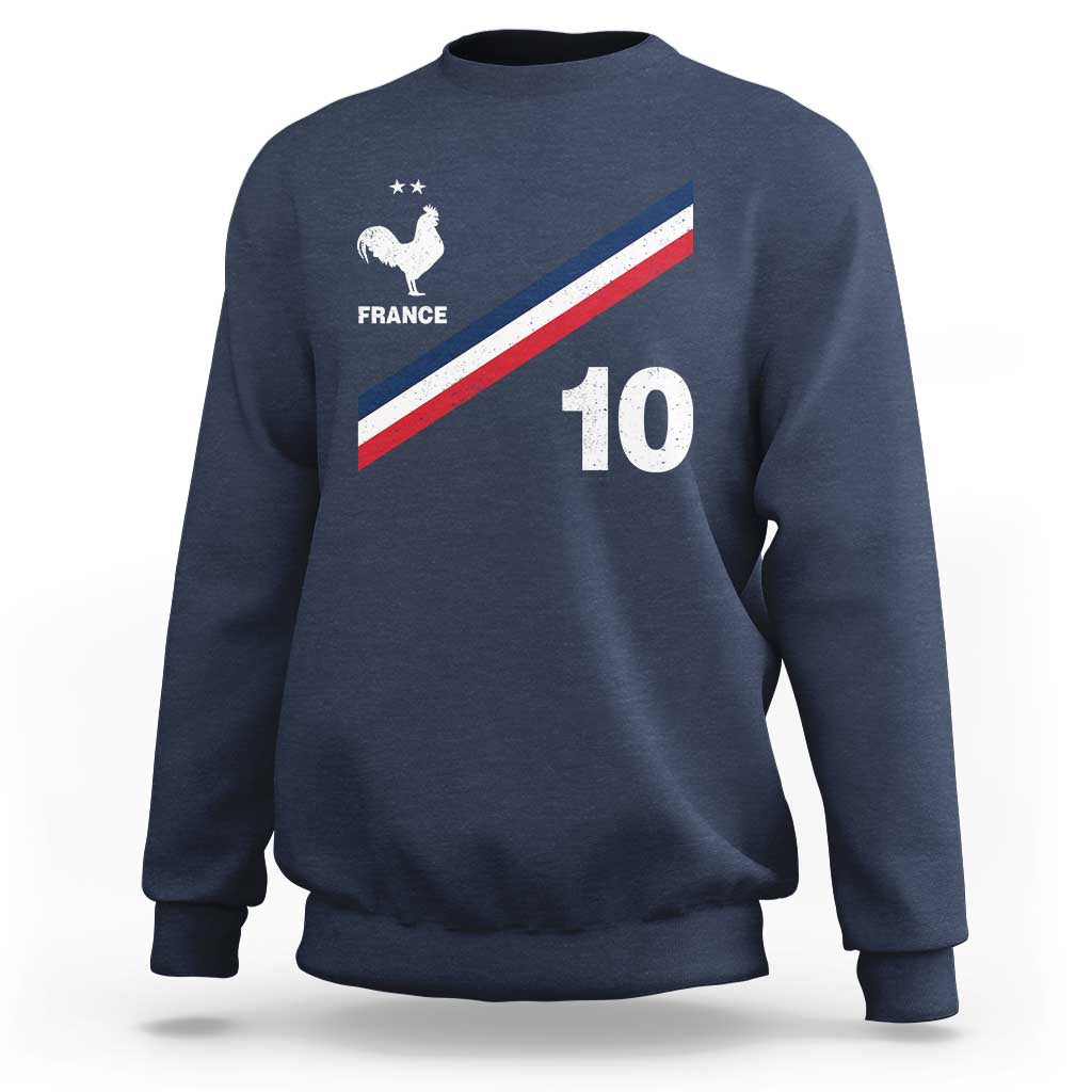 France Football Coq Sweatshirt French Flag Stripes Number 10 Athletic Soccer National Pride