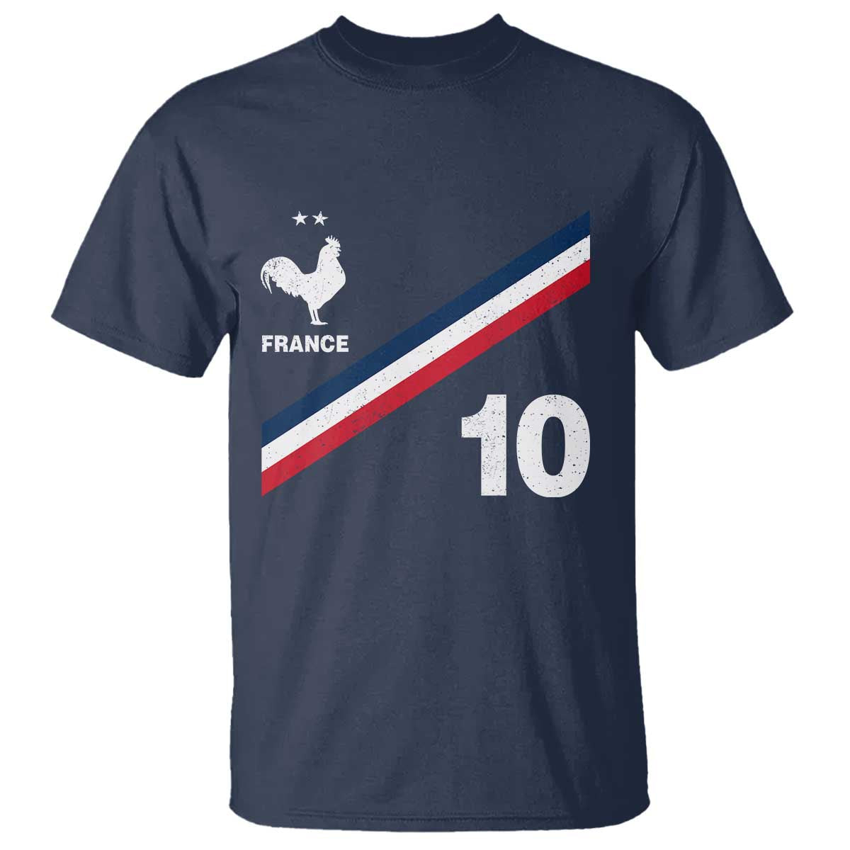 France Football Coq T Shirt French Flag Stripes Number 10 Athletic Soccer National Pride