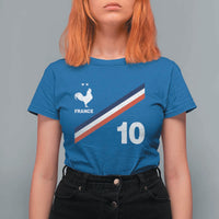 France Football Coq T Shirt For Women French Flag Stripes Number 10 Athletic Soccer National Pride