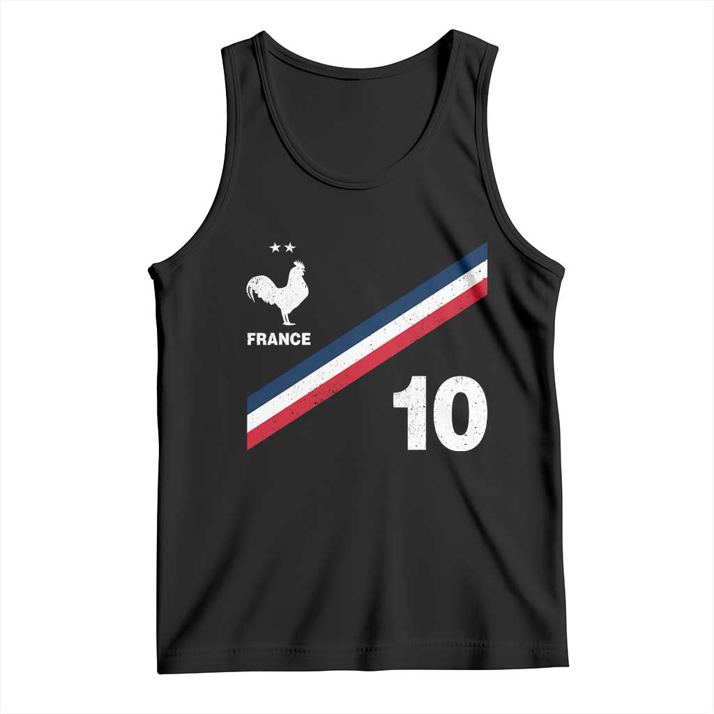France Football Coq Tank Top French Flag Stripes Number 10 Athletic Soccer National Pride
