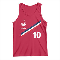 France Football Coq Tank Top French Flag Stripes Number 10 Athletic Soccer National Pride