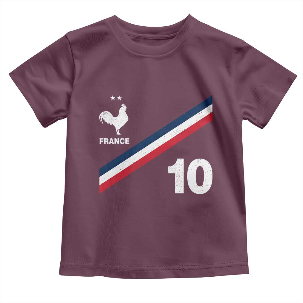France Football Coq Toddler T Shirt French Flag Stripes Number 10 Athletic Soccer National Pride