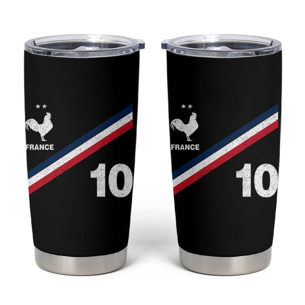 France Football Coq Tumbler Cup French Flag Stripes Number 10 Athletic Soccer National Pride