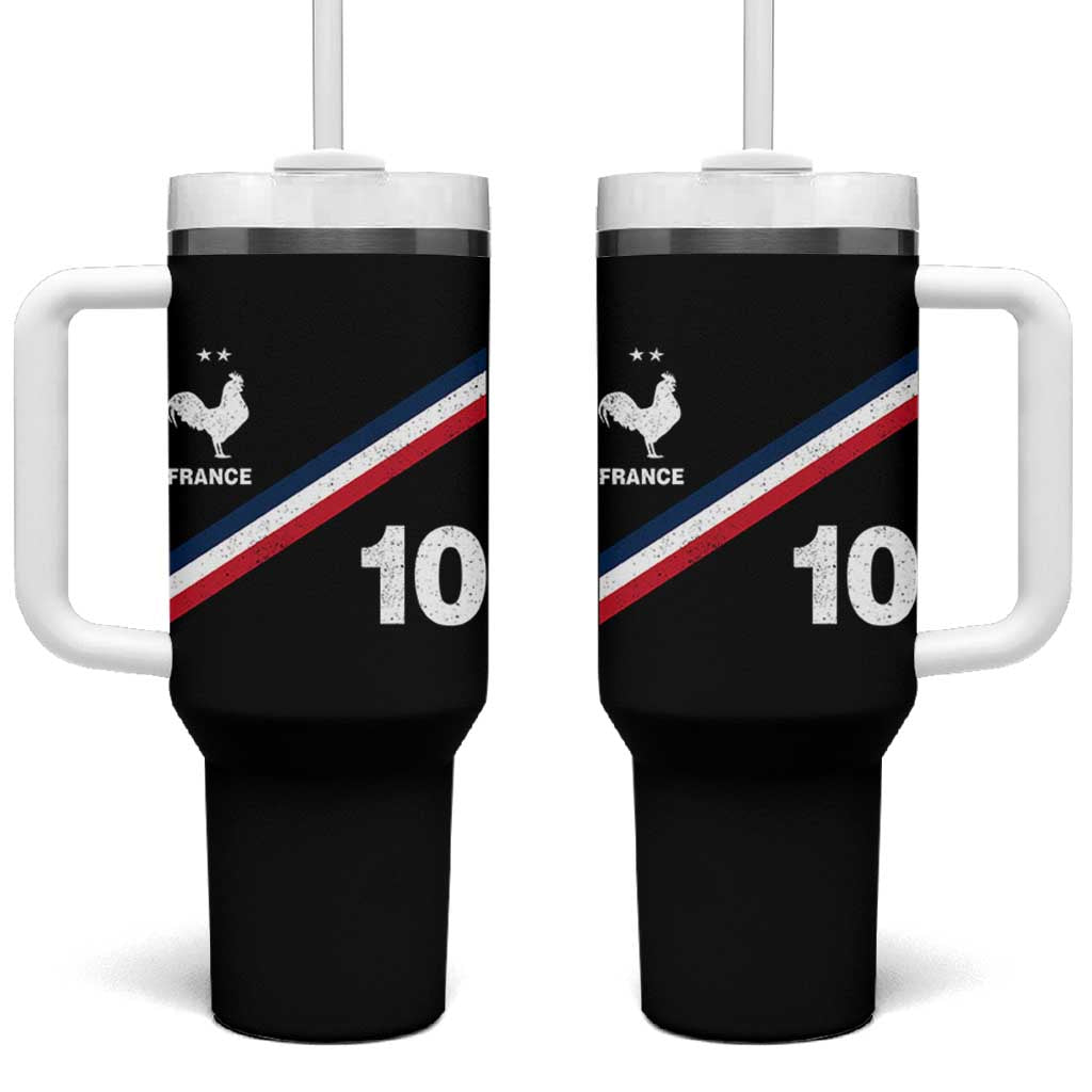France Football Coq Tumbler With Handle French Flag Stripes Number 10 Athletic Soccer National Pride