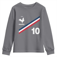 France Football Coq Youth Sweatshirt French Flag Stripes Number 10 Athletic Soccer National Pride
