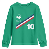 France Football Coq Youth Sweatshirt French Flag Stripes Number 10 Athletic Soccer National Pride