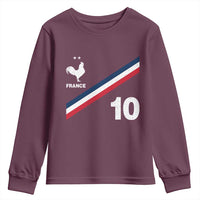France Football Coq Youth Sweatshirt French Flag Stripes Number 10 Athletic Soccer National Pride