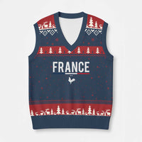 France Gallic Rooster Sports Throwback Design Vintage French Flag V-Neck Knit Sweater Vest