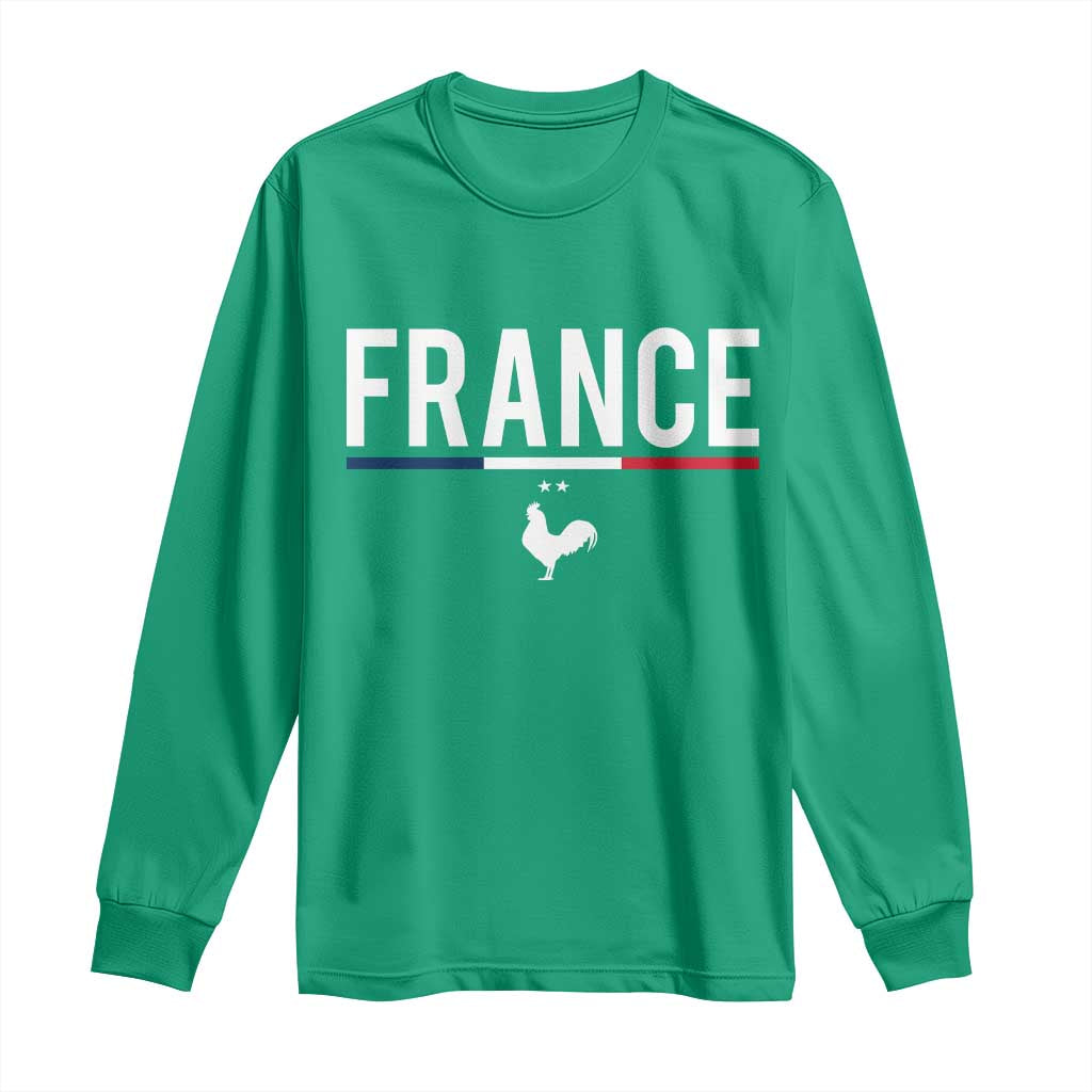 France Gallic Rooster Sports Throwback Design Vintage French Flag Long Sleeve Shirt