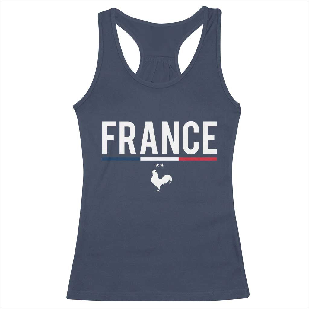 France Gallic Rooster Sports Throwback Design Vintage French Flag Racerback Tank Top