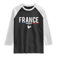 France Gallic Rooster Sports Throwback Design Vintage French Flag Raglan Shirt