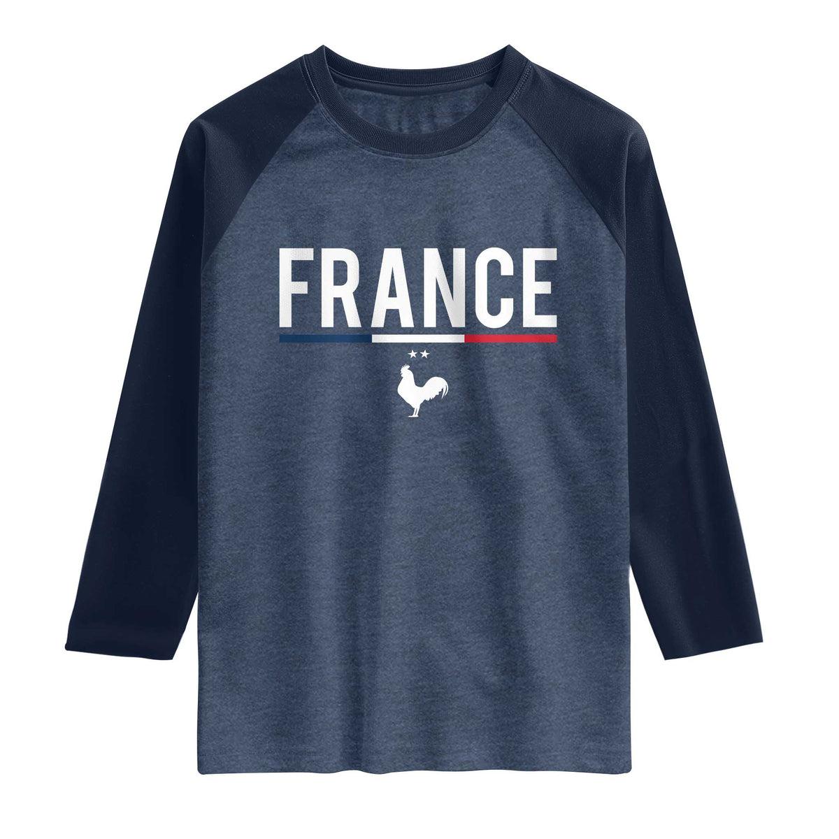 France Gallic Rooster Sports Throwback Design Vintage French Flag Raglan Shirt