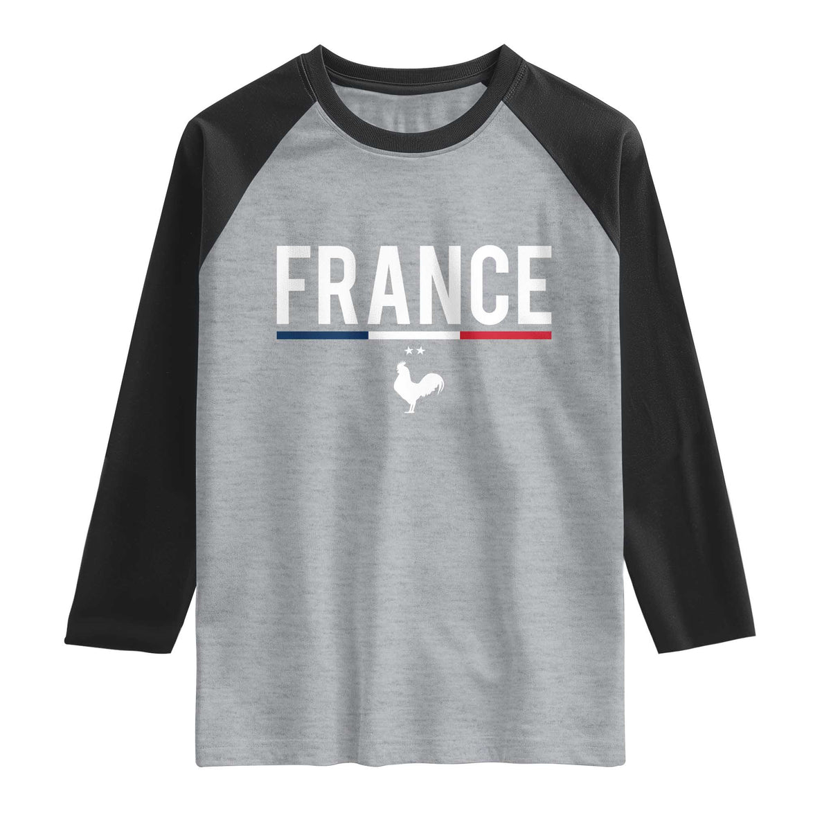 France Gallic Rooster Sports Throwback Design Vintage French Flag Raglan Shirt