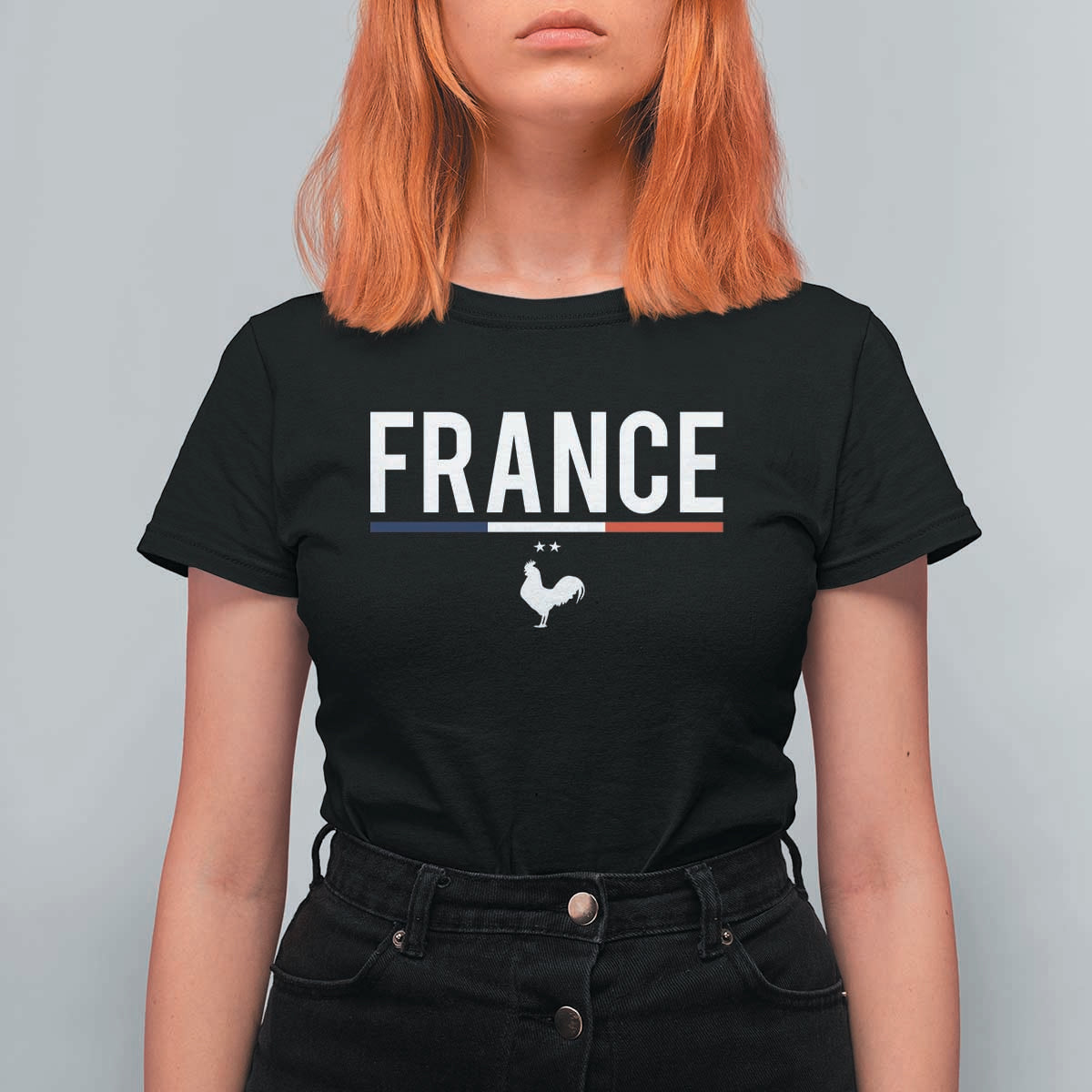 France Gallic Rooster Sports Throwback Design Vintage French Flag T Shirt For Women