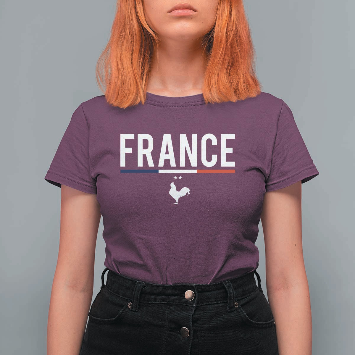 France Gallic Rooster Sports Throwback Design Vintage French Flag T Shirt For Women