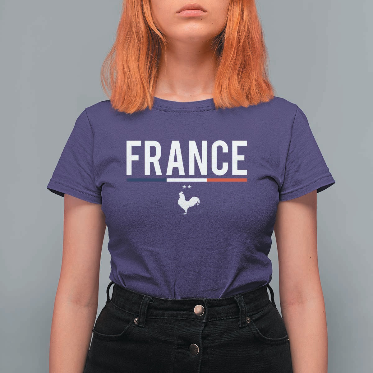France Gallic Rooster Sports Throwback Design Vintage French Flag T Shirt For Women
