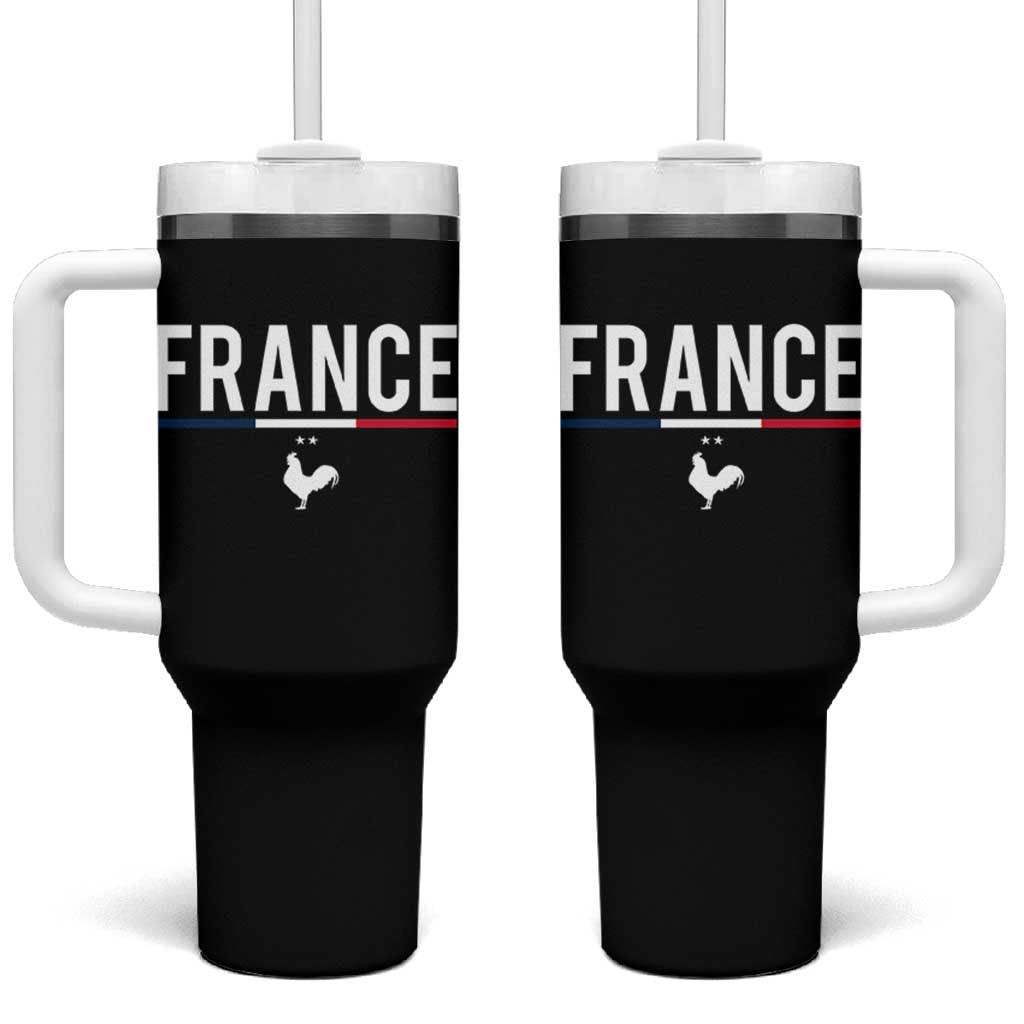 France Gallic Rooster Sports Throwback Design Vintage French Flag Tumbler With Handle