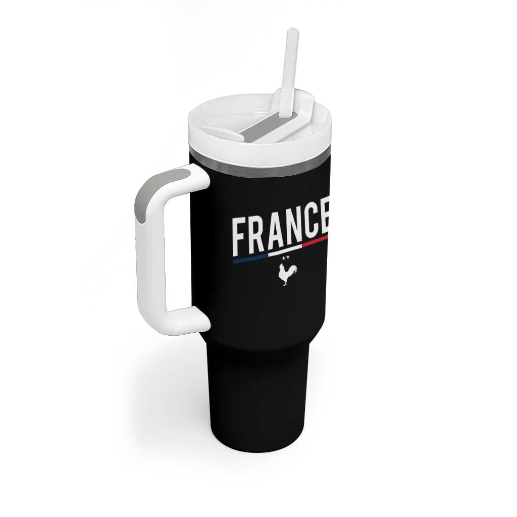 France Gallic Rooster Sports Throwback Design Vintage French Flag Tumbler With Handle