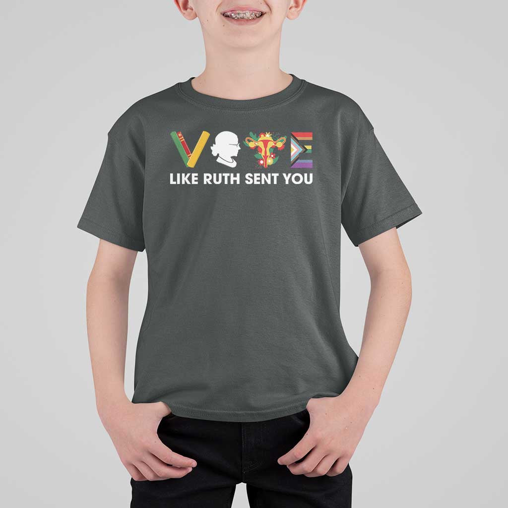 Vote Like Ruth Sent You T Shirt For Kid RBG Feminist Women's Rights - Wonder Print Shop