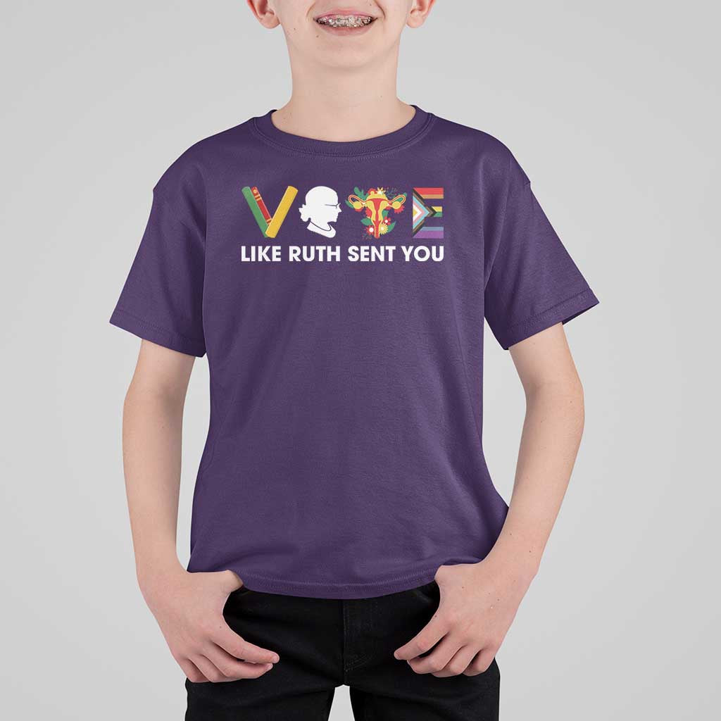 Vote Like Ruth Sent You T Shirt For Kid RBG Feminist Women's Rights - Wonder Print Shop