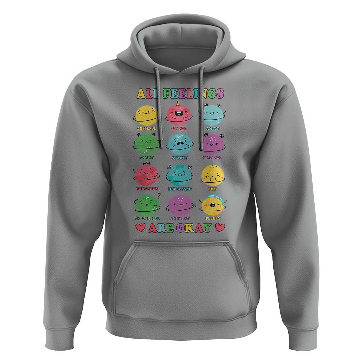 All Feelings Are Okay Hoodie School Teacher Psychologist Counselor Planets Back To School - Wonder Print Shop