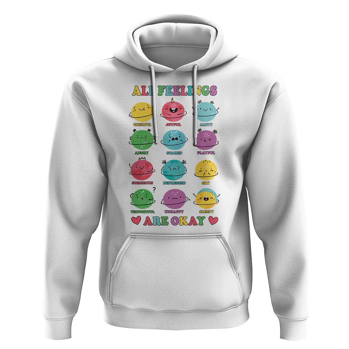 All Feelings Are Okay Hoodie School Teacher Psychologist Counselor Planets Back To School - Wonder Print Shop