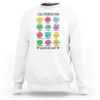 All Feelings Are Okay Sweatshirt School Teacher Psychologist Counselor Planets Back To School - Wonder Print Shop